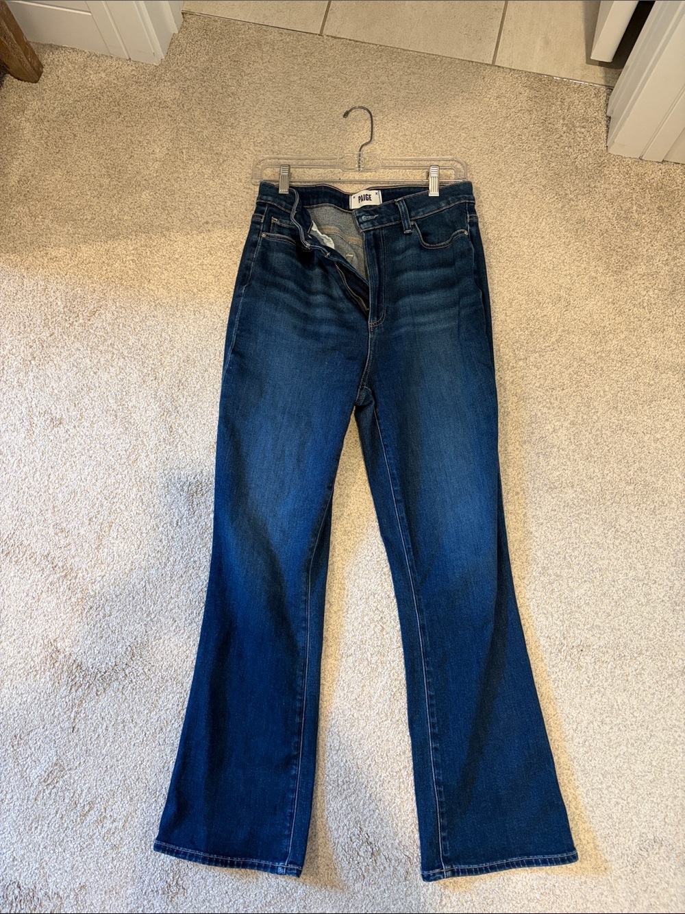 PAIGE Dark Blue Jeans - High-Rise Straight Leg (Claudine style name)